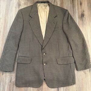 Oscar de la Renta Blazer 42R Wool Houndstooth Sport Coat Jacket Preppy Academia